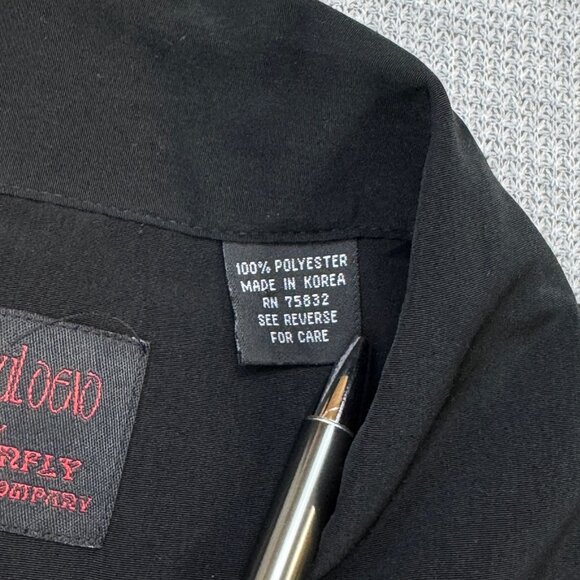 Vintage Grateful Dead By Dragonfly Skull Bertha Rose Button Shirt Black Mens Sz - Picture 6 of 13